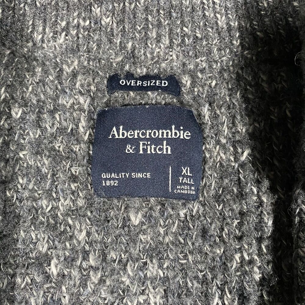 Abercrombie & Fitch Men’s XL Tall 1/4 Zip Mock Neck Sweater Grandpa Oversized - Picture 5 of 8